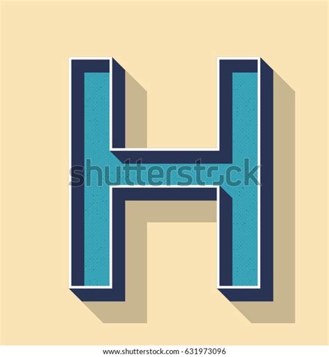 3d Letter H Retro Vector Text Stock Vector Royalty Free 631973096
