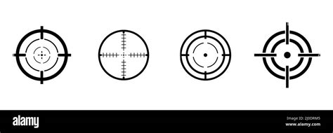 Aim Sniper Shoot Group Red Target Destination Icon Set Focus Cursor
