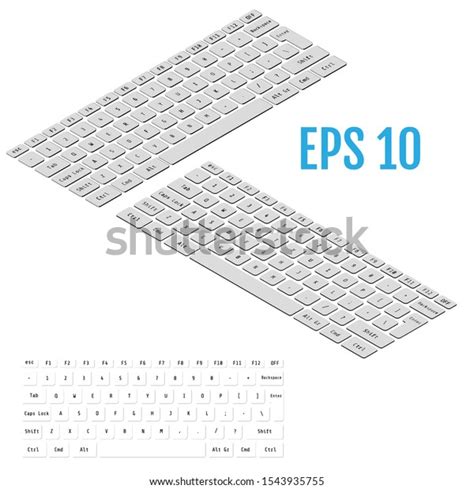 Isometric Modern Laptop Keyboards Realistic Isometry Stock Vector