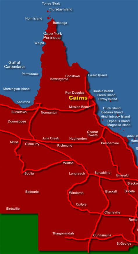 West Queensland Map Cairns Australia • Mappery