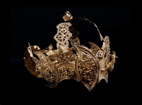 antique-ornate-crown-headdress-gold-gilt-metal-traditional
