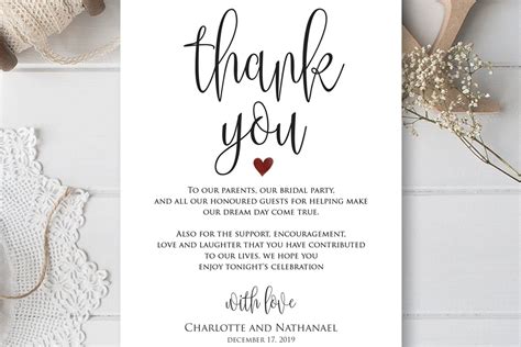 Wedding Thank You Note Printable Thank You Card Template 362872