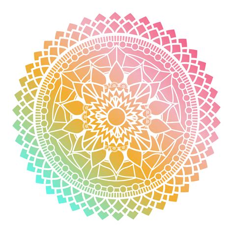 Gradient Color Mandala Ornament Outline Pattern Indian Geometric Art