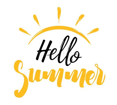 Hello Summer Inscription With A Sun Stock Vector Illustration Of