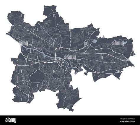 Glasgow Map Detailed Vector Map Of Glasgow City Administrative Area