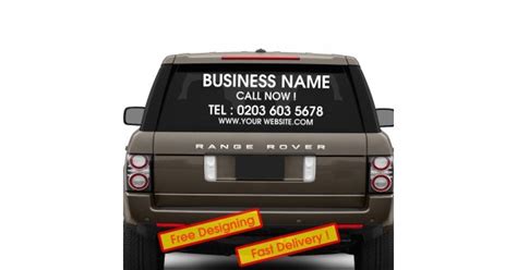 Personalised Business Rear Window Car Van Advertising Vinyl Signs
