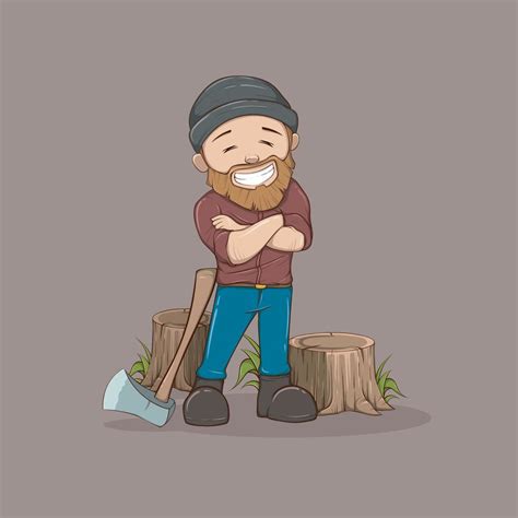 Cute Lumberjack Cartoon Character Woodcutter With An Ax Vector Design Illustration 11334686