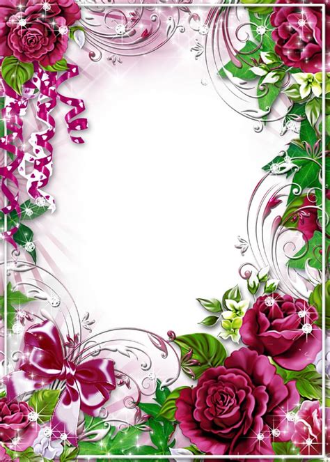Photo frame templates, photo collage templates with beautiful flowers. Flower-Photo-Frame-Burgundy-Roses | Molduras para convites ...