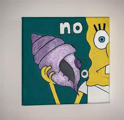 6x6 Acrylic Canvas Painting Inspired By Spongebob Etsy
