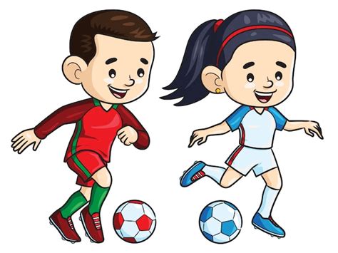 Jugador De Fútbol Para Niños De Dibujos Animados Vector Premium