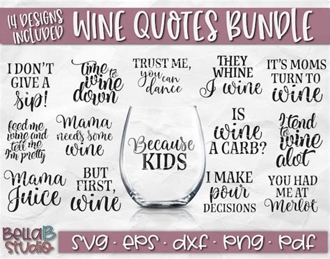 Wine Quotes Svg Bundle Wine Glass Svg Wine Lover Svg Funny Etsy