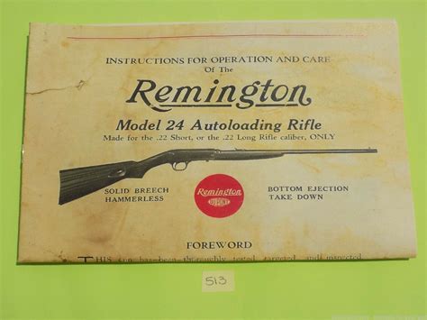 Smith Wesson REMINGTON MODEL 24 AUTOLOADING RIFLE OWNER S MANUAL 513