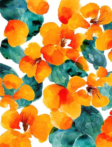 Orange Floral Art Print Floral Prints Art Floral Art Art Prints