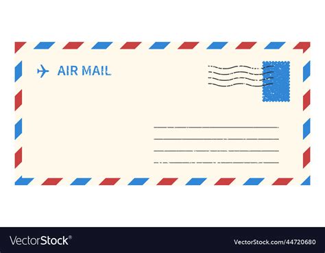Air Mail Envelope Template Blank Paper Letter Vector Image