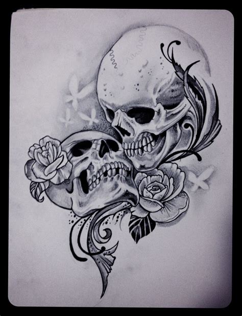 Pin On Kissing Skull Tattoo Design Heart