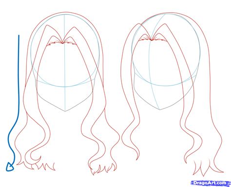 How To Draw Girl Hair Step 10 How To Draw Anime Hair Drawing Hair