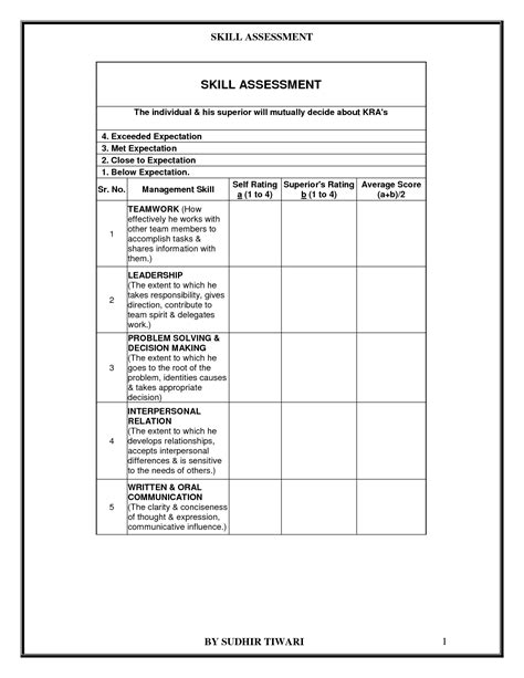 9 Job Skills Assessment Worksheet Worksheeto Com
