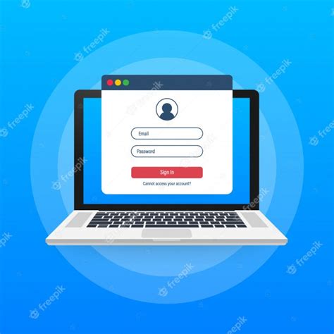 Login Page On Laptop Screen Notebook And Online Login Form Sign In