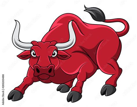 Cartoon Charging Red Bull Mascot Stock Vector Adobe Stock
