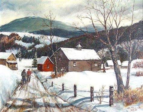 New England Winter Scene Painting By Nicholas Minniti Fine Art America