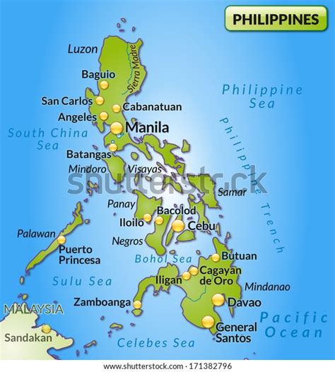Map Philippines Overview Map Green Stock Illustration 171382796
