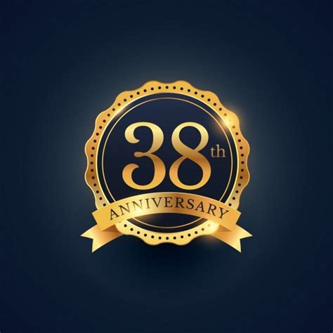 Golden Badge For The 38th Anniversary Vector Free Download