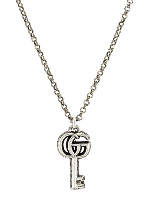 Gucci Gg Marmont Key Necklace In Aged Silver Fwrd