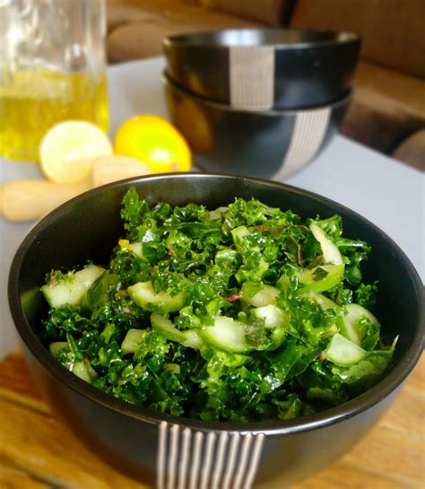 Massaged Kale Salad With Cucumber And Mint Simply Anchy