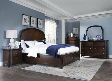 Langham Place Traditional Warm Chestnut Walnut Wood Master Bedroom Set