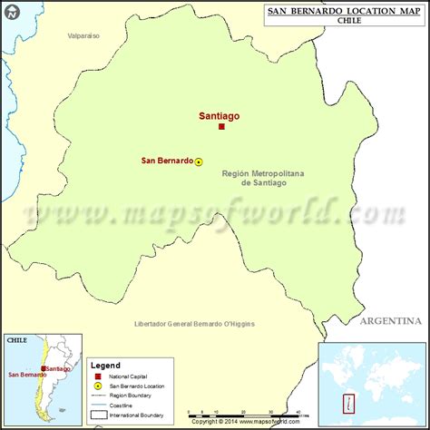 Where Is San Bernardo Location Of San Bernardo In Chile Map