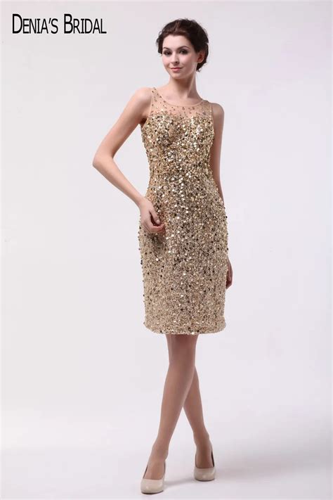 Real Photos Champagne Sheer Scoop Neckline Sleeveless Cocktail Dresses Beaded Straight Short