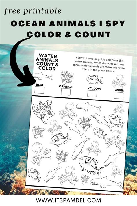 Free Printable Ocean Animals I Spy Count And Color Activity Page For