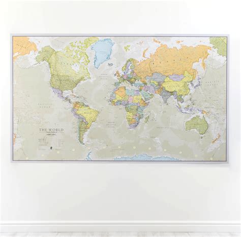 Political World Wall Map Silver Tones Extra Large The Map Shop Images