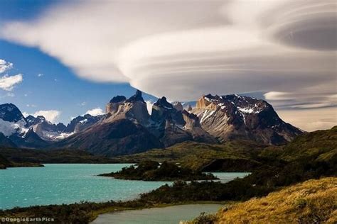 Great Lenticular Clouds Over Torres Del Paine Patagonia Chile