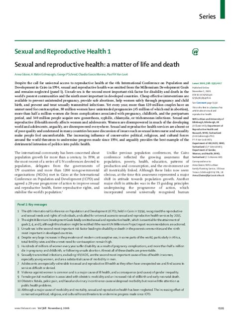 Pdf Sexual And Reproductive Health A Matter Of Life And Death Paul