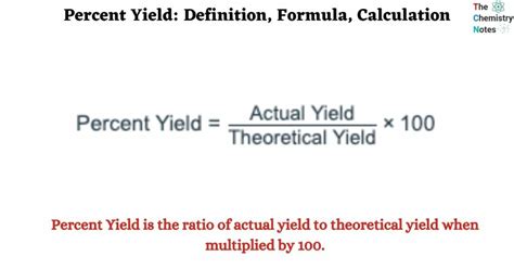 Percent Yield Definition Formula Calculation