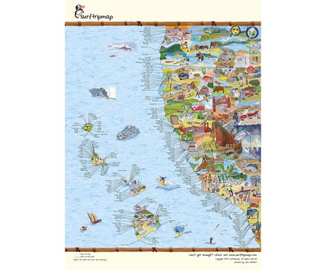 West Coast Usa Surftrip Map Poster Awesome Maps