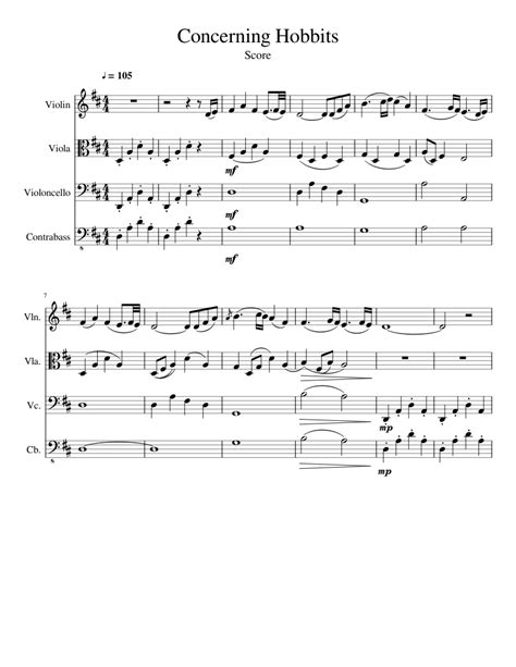 Music for a large ensemble. Concerning Hobbits for Orchestra sheet music for Violin, Viola, Cello, Contrabass download free ...