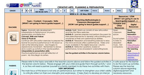 Lesson Plan Get Sp Grade 8 Creative Arts Drama Term 2 Week 6pdf
