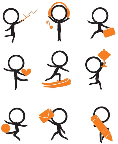 Stick Figure With Items Communication Graphic Decoration Vector