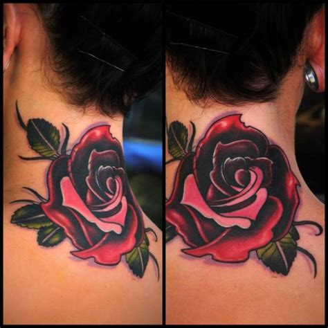 43 Outstanding Roses Neck Tattoos