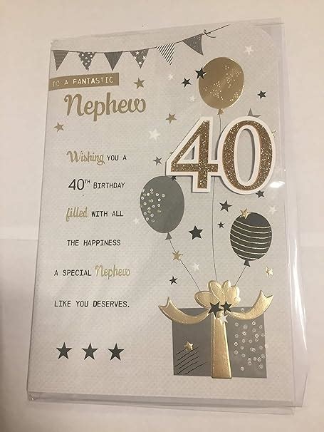 To A Fantastic Nephew 40 Birthday Card Age 40 40th Forty Greygold