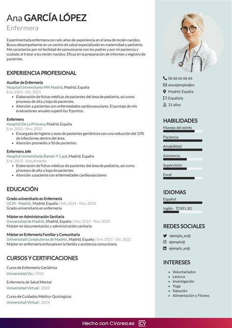 Currículum De Enfermera Ejemplos Y Consejos Guía 2023
