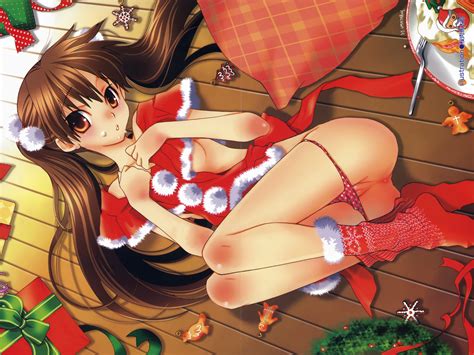 Rule 34 Ass Blush Breasts Christmas Food Highres Long Hair Panties