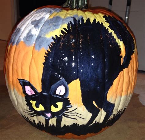 Black Cat Pumpkin Pumpkin Designs Painted Halloween Crafts