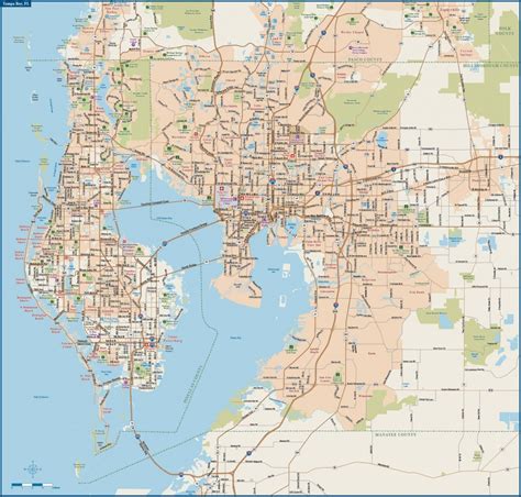 Tampa St Petersburg And Clearwater Map Street Map Of Tampa Florida