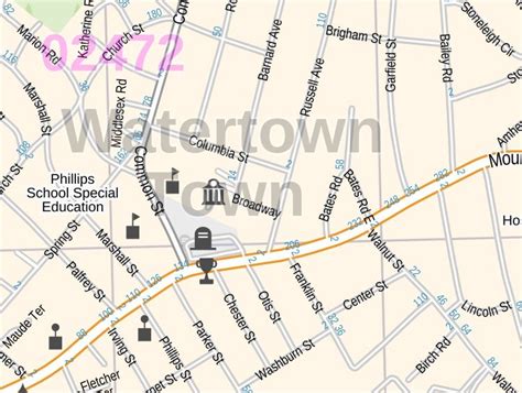 Watertown Town Map Massachusetts