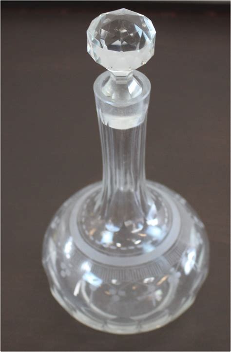 Early Antique Hand Made Etched Blown Glass Decanter With Cut Crystal Glass Stopper 1 The Kings Bay