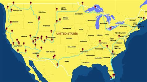 U S National Parks Map Ontheworldmap Com