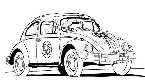 Love Bug Herbie The Movie Coloring Page Pages Sketch Coloring Page